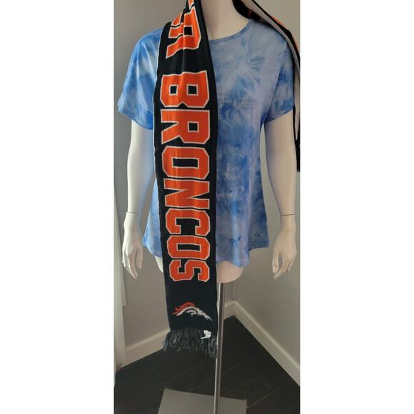 Denver Broncos Reversible Home/Away Games Fleece Scarf FOCO Logo Fringe - Picture 4 of 8